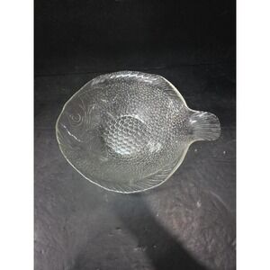 Arcoroc Clear Glass Fish Serving Bowl, MCM Platter, 12" Fish-Shaped Serving Dish
